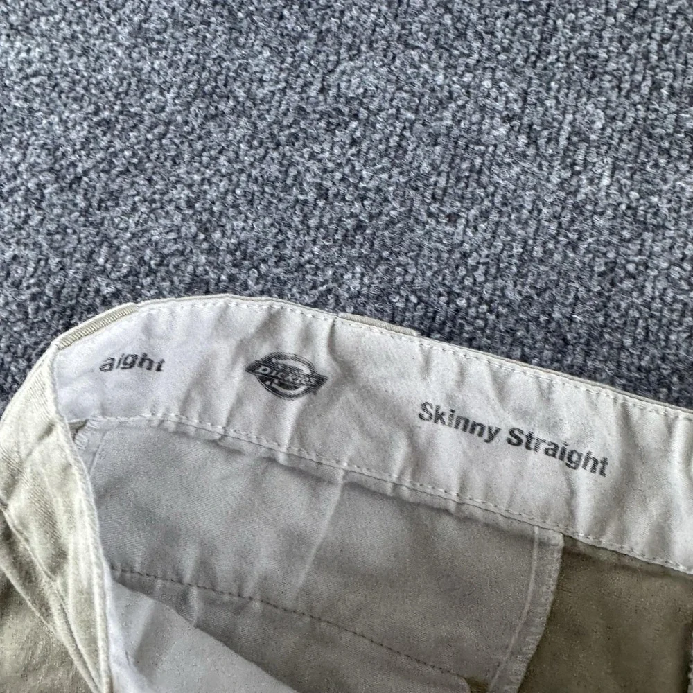 Dickies Pants Mens 32x34 Beige Skinny Straight Stretch Double Knee Workwear